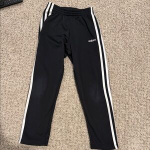 Adidas Kids Black Joggers with White Stripes